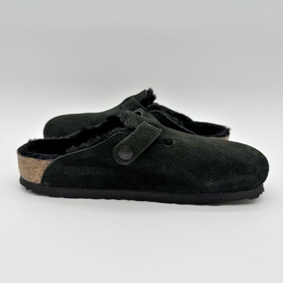 Birkenstock Womens Boston Shearling Clog EU 36 US 5 Black Suede Slip On NIB - Picture 3 of 11